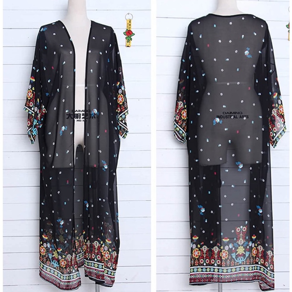 New Full Length Sheer Floral Kimono